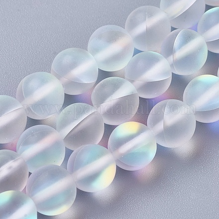 Chapelets de perles en pierre de lune synthétique G-E468-G01-10mm-1