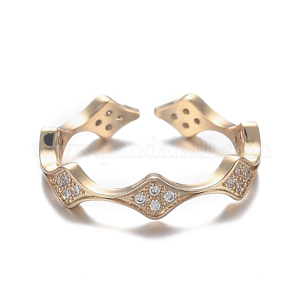 Brass Micro Pave Clear Cubic Zirconia Cuff Rings RJEW-F109-01G-1