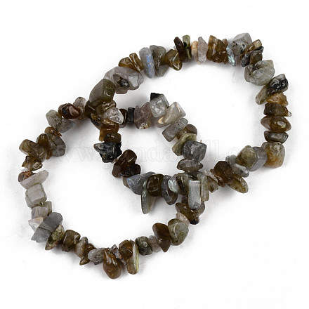 Bracelets extensibles en perles de labradorite naturelle unisexe BJEW-S143-19-1