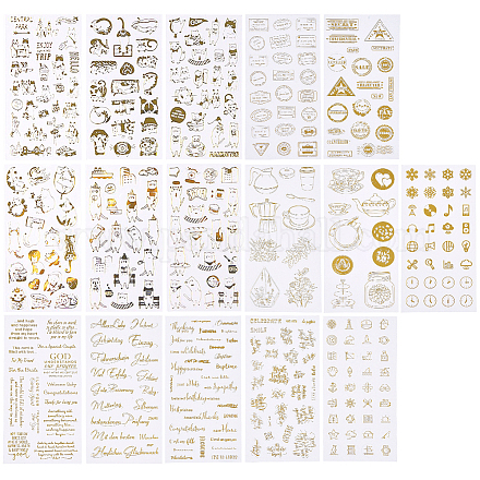 SUNNYCLUE 16 Sheets Resin Supplies Kit Resin Stickers Transparent Decorate Stickers with Holographic Clear Film for Resin Craft DIY Jewelry in Assorted Shapes DIY-SC0010-54-1