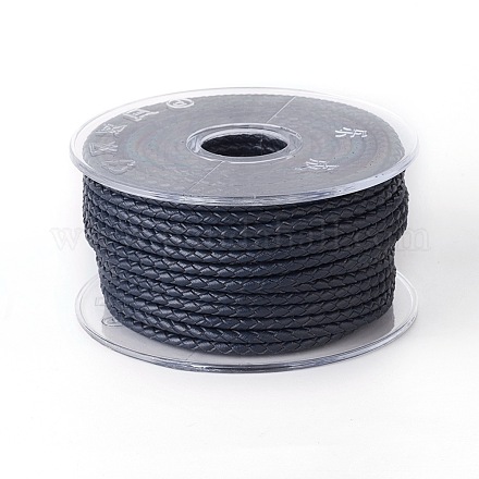 編み紐  革のアクセサリーコード  ジュエリーDIY製版材料  ミッドナイトブルー  3mm  約5.46ヤード（5m）/ロール WL-I003-3mm-D-14-1