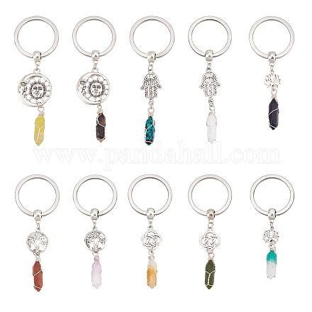 Porte-clés pendentif balle en pierres précieuses naturelles et synthétiques KEYC-AB00011-1
