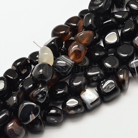 Dyed Natural Black Agate Nuggets Beads Strands G-P092-33-1