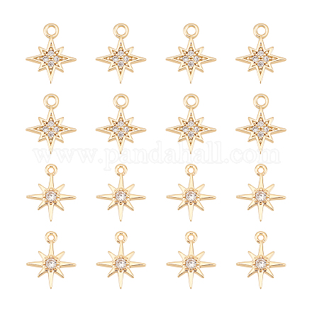 16 шт. 2 стиля латунных подвесок с микропаве из кубического циркония KK-UN0002-12-1