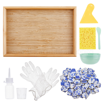 Kit Vaso Mosaico Fai Da Te Giallo - Piastrelle Blu Sfumate Per Fiori Secchi, Decorazione Casa
