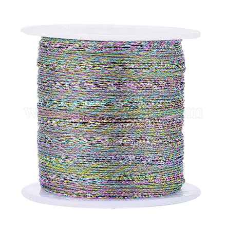 ポリエステル編組メタリック糸  DIYの編みこみのブレスレット作りと刺繡のために  カラフル  0.4mm  6プライ  約54.68ヤード（50m）/ロール X-OCOR-I007-B-15-1