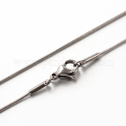 Collares de cadena de serpiente de clásico liso de acero inoxidable 304 para mujer y hombre STAS-M174-018P-B-1