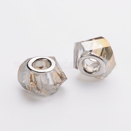 Faceted Electroplated Glass European Large Hole Beads GPDL-F011-06-1