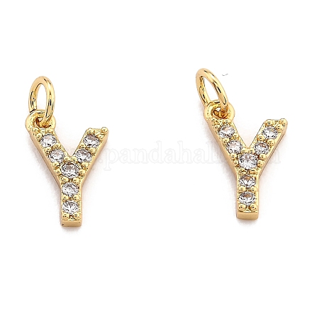 Brass Micro Pave Grade AAA Cubic Zirconia Charms ZIRC-P067-11G-Y-NR-1