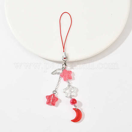 Ремни для мобильного телефона с крыльями из сплава и стеклянными луной и звездами&nbsp;HJEW-YW00181-03-1