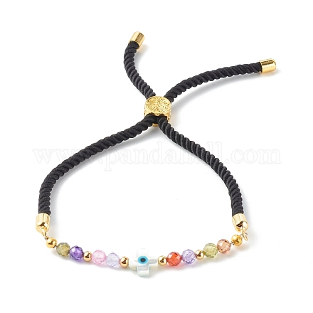 Bracelets coulissants en fil de nylon avec perles de zircone cubique réglables BJEW-JB06366-04-1