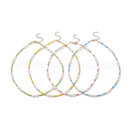 Collana di perle d'imitazione acriliche e semi di vetro per le donne NJEW-JN04278-1