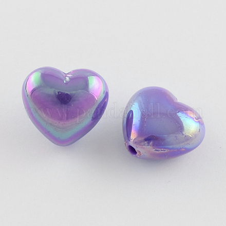AB Color Plated Acrylic Heart Beads for Bubblegum Necklace PACR-R201-20x21mm-18-1