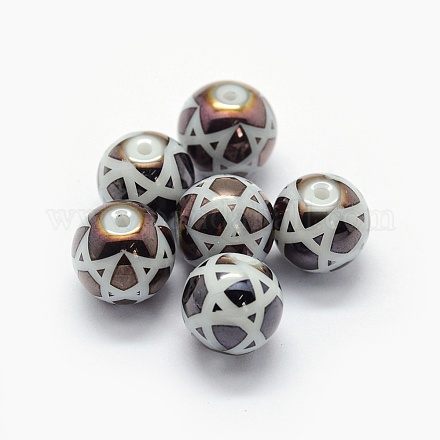 Perles en verre opaque peintes par pulvérisation LAMP-P050-H01-10mm-1