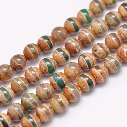 Chapelets de perles en agate dZi tibétaines naturelles G-F354-06-1