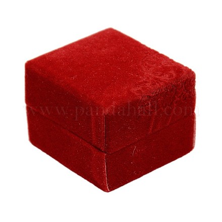 Boîtes à bagues carrées en velours rouge pour mariage X-VBOX-D001-09C-1