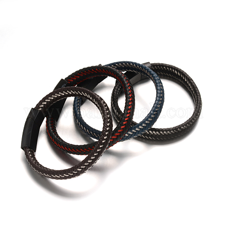 Braided Imitation Leather Cord Bracelets BJEW-O124-01-1