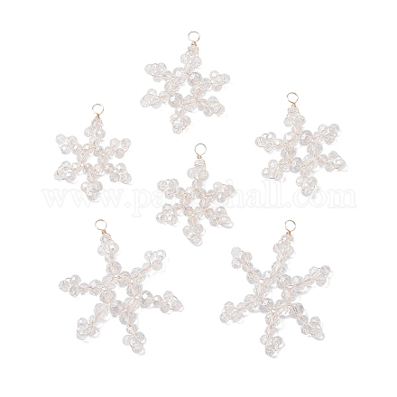 6 шт. 3 подвески в виде стеклянных снежинок PALLOY-JF03950-01-1