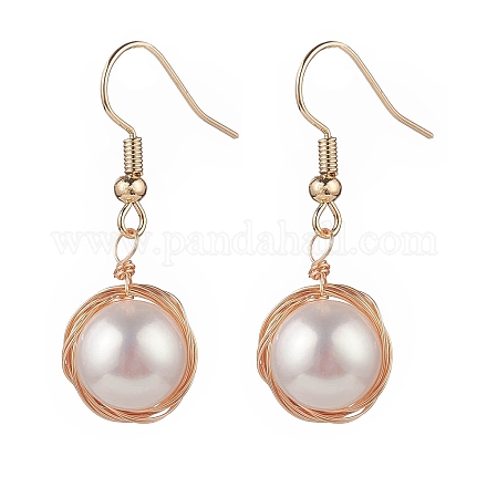 Natural Pearl Dangle Earrings EJEW-JE05167-01-1