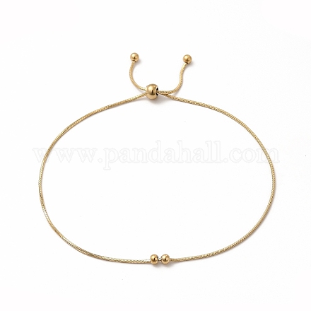 Ionenplattierung (IP) 304 Edelstahl-Armband mit runden Perlen und runden Schlangenketten für Damen BJEW-E074-02G-1