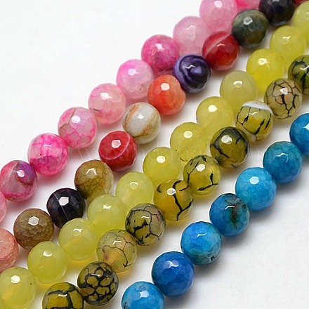 Natural Agate Round Beads Strand G-L084-12mm-M-1