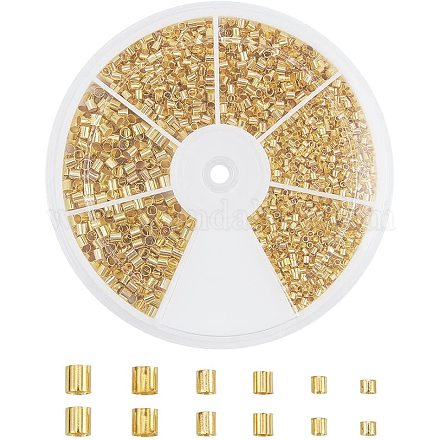 真鍮は、ビーズセットを圧着します  ゴールドカラー  1.5~2.5mm  穴：1~2mm、約3060個/箱 KK-PH0019-01G-1