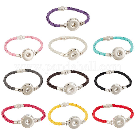 PandaHall Elite 10Pcs 10 Colors PU Imitation Leather Braided Bracelet Makings FIND-PH0010-84-1