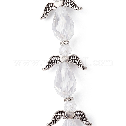 Fili di perle di vetro trasparente elettrolitico a forma di fata angelo AJEW-JB01172-01-1