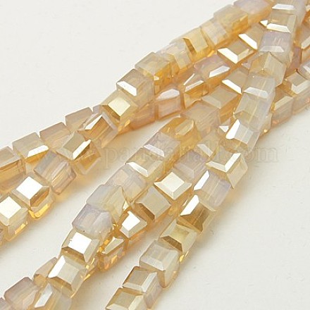 Electroplate Opalite Glass Beads Strands EGLA-D018-6x6mm-28-1