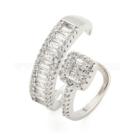 Латунные микро проложить манжеты кольца кубического циркония RJEW-I103-094P-1