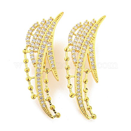 Rack Plating Brass Pave Clear Cubic Zirconia Twister Clasps KK-P243-03G-1