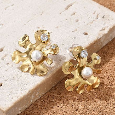 Серьги-гвоздики из нержавеющей стали 304 с прозрачным кубическим цирконием EJEW-R020-05G-01-1