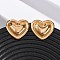 304 Stainless Steel Stud Earrings, PVD Vacuum Plating, Heart, Real 18K Gold Plated, 26.5x29.5mm