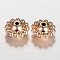 Cadmium Free & Nickel Free & Lead Free Alloy Spacer Beads, Long-Lasting Plated, Flat Round, Rose Gold, 9x5mm, Hole: 1mm