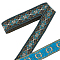 Ethnic Style Flower Pattern Polyester Ribbon, Clothes Accessories, Deep Sky Blue, 1-1/4 inch(33mm), about 7.11 Yards(6.5m)/pc