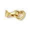 Brass Fold Over Clasps, Lead Free & Cadmium Free, Long-Lasting Plated, Rack Plating, Heart, Real 18K Gold Plated, 24mm