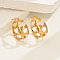 Stainless Steel Hollow Heart Hoop Earrings, Real 18K Gold Plated, 25x11mm