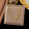 304 Stainless Steel 3 Layer Necklaces for Women, Real 18K Gold Plated, 15.87 inch(40.3cm)