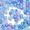 Frosted Transparent Acrylic Beads, Round, with Gold Foil & Glitter, Gradient Color, Steel Blue, 8x7.5mm, Hole: 2mm