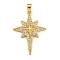 Rack Plating Brass Micro Pave Cubic Zirconia Pendants, Long-Lasting Plated, Star, Real 18K Gold Plated, 28.5x20x3mm, Hole: 2.5x3.5mm