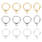 12Pcs 3 Colors 201 Stainless Steel Huggie Hoop Earring Findings, with Loops and 316 Surgical Stainless Steel Pin, Mixed Color, 18 Gauge, 17x14.5x1.8mm, Hole: 2.5mm, Pin: 1mm, 4Pcs/color