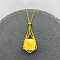Natural Topaz Jade Nuggets Macrame Pouch Pendant 201 Stainless Steel Chain Necklaces, Real 18K Gold Plated, 23.62 inch(60cm)