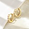 Brass Micro Pave Clear Cubic Zirconia Hoop Earrings, Lead Free & Cadmium Free, Long-Lasting Plated, Real 18K Gold Plated, 14.5x16x3mm