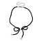 Bowknot 304 Stainless Steel Necklaces, Acrylic Bead Necklaces for Women, Black, 12.60~12.80 inch(32~32.5cm)