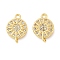 Brass Micro Pave Cubic Zirconia Connector Charms, Flat Round with Sun, Real 18K Gold Plated, 13x9x3mm, Hole: 1mm and 1.2mm