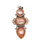 Retro Cherry Quartz Glass Pendants, Bees Pendants, with Red Copper Metal Finding, 47x24mm