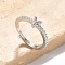 S925 Sterling Silver Adjustable Letter Rings for Women, with Micro Pave Cubic Zirconia, Letter Y, 2mm,US Size 5 1/2(16.1mm), Letter: 5x5mm