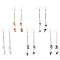 5Pair Brass Dangle Earrings, with Natural Mixed Stone Chip, 89mm, 5pair/set