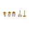 Stainless Steel Clear Cubic Zirconia Threadless Labret Stud, Tragus Stud, Flat Back Earring, Golden, 6mm, Pin: 0.8mm, Head: 2mm