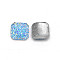 Resin Cabochons, Square, Cornflower Blue, 9.5x9.5x3mm